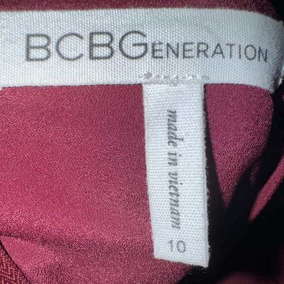 ❤️ BCBG Generation Burgundy Ruffle Skater Dress - Picture 9 of 9